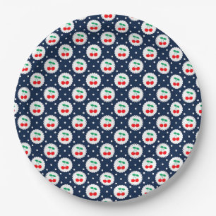 Plato De Papel Patrón de puntos de cereza: regalo y decoración re