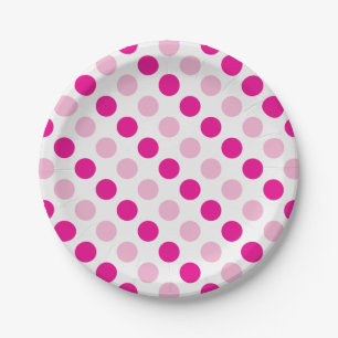 Plato De Papel Patrón de puntos de polka rosa