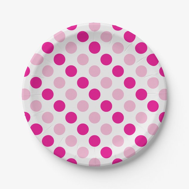 Plato De Papel Patrón de puntos de polka rosa (Anverso)