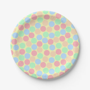 Plato De Papel Patrón de puntos pastel multicolor
