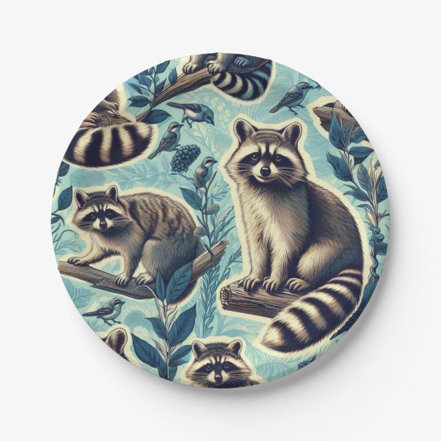 Plato De Papel Patrón de Racoon Cuto (Anverso)