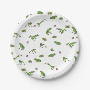 Plato De Papel Patrón de rana verde suave
