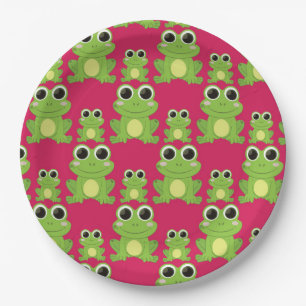 Plato De Papel Patrón de ranas cortas