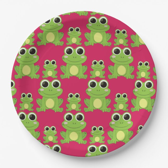 Plato De Papel Patrón de ranas cortas (Anverso)