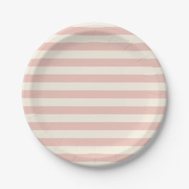 Plato De Papel Patrón de raya de rosa pastel moderno minimalista