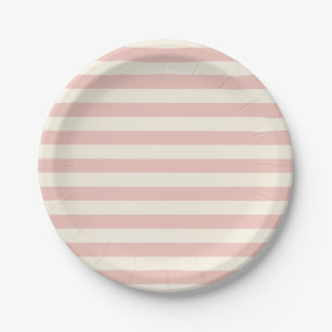 Plato De Papel Patrón de raya de rosa pastel moderno minimalista