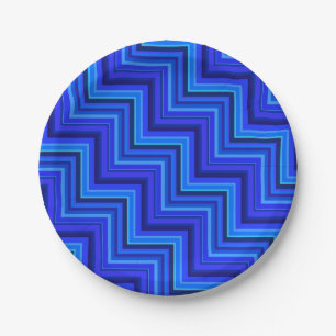 Plato De Papel Patrón de rayas azules