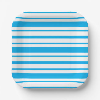Plato De Papel Patrón de rayas azules y blancas