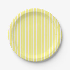 Plato De Papel Patrón de rayas blancas y amarillas