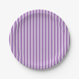 Plato De Papel Patrón de rayas blancas y moradas