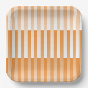 Plato De Papel Patrón de rayas blancas y naranjas