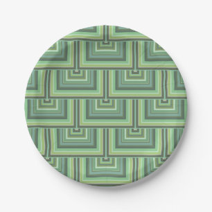 Plato De Papel Patrón de rayas cuadradas de color verde oliva