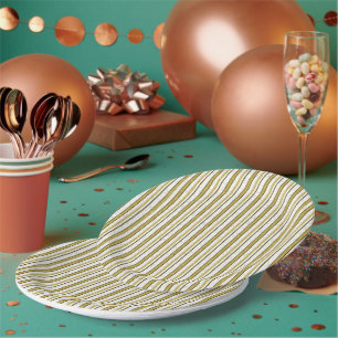 Plato De Papel Patrón de rayas de encaje de oro blanco