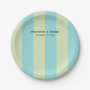 Plato De Papel Patrón de rayas suaves pastel – Crema de lima y la