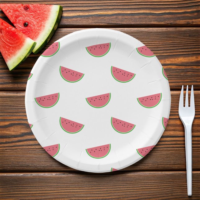 Plato De Papel Patrón de rebanada de sandía Placas de papel Fiest (Fun watermelon paper plates for your summer parties)