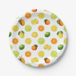 Plato De Papel Patrón de refresco de cítricos geométricos