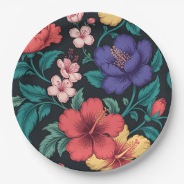 Plato De Papel Patrón de repetición de flores silvestres