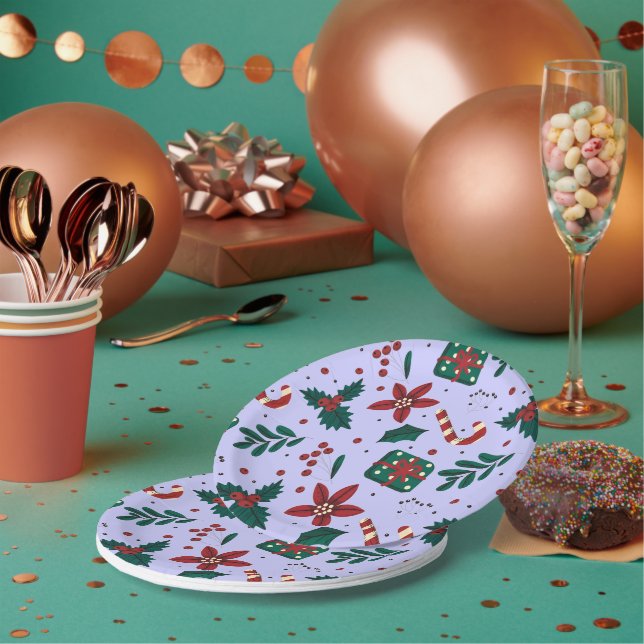 Plato De Papel Patrón de resumen navideño (Multi)