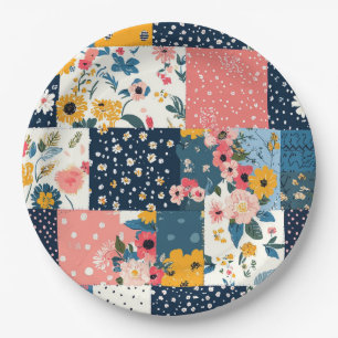 Plato De Papel Patrón de retracción floral vintage (4)