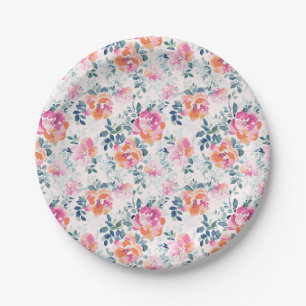 Plato De Papel Patrón de Rosas pintados