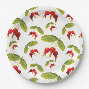 Plato De Papel Patrón de Rosehips 4 ángulos