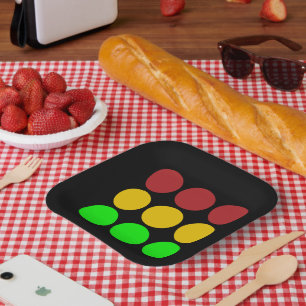 Plato De Papel Patrón de Rótulo de luz de tráfico por delante de 