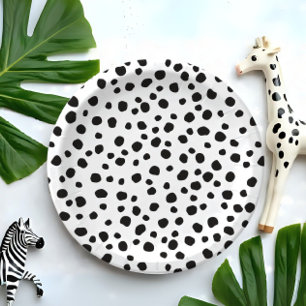 Plato De Papel Patrón de safari monocromático con punto negro div