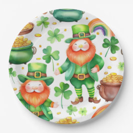 Plato De Papel Patrón de San Patricio - leprechauns y oro
