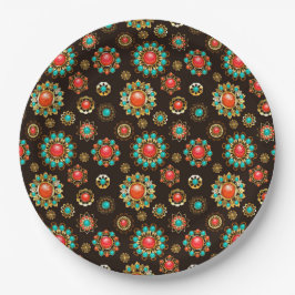 Plato De Papel Patrón de Seamless Brooches Étnicos