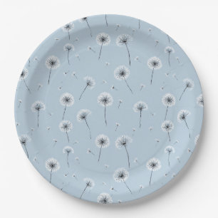 Plato De Papel Patrón de semilla de diente de león minimalista az