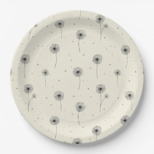 Plato De Papel Patrón de Semilla de Diente de León Minimalista Be