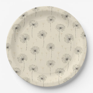 Plato De Papel Patrón de Semilla de Diente de León Minimalista Be