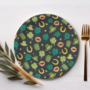 Plato De Papel Patrón de Shamrock del Día de San Patricio