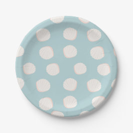Plato De Papel Patrón de shell azul