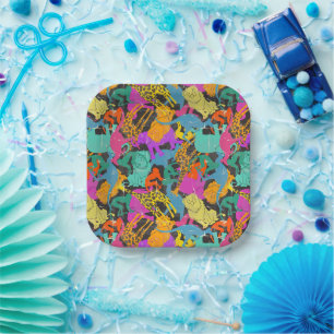 Plato De Papel Patrón de siluetas de animales retro