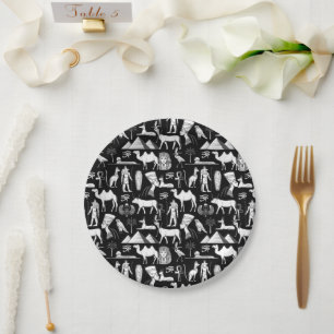 Plato De Papel Patrón de símbolos jeroglífico de Egipto antiguo