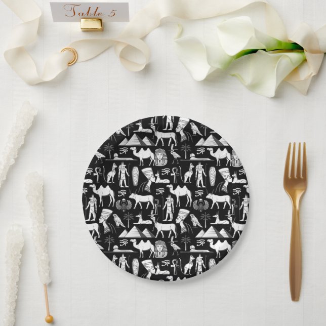 Plato De Papel Patrón de símbolos jeroglífico de Egipto antiguo (Boda)