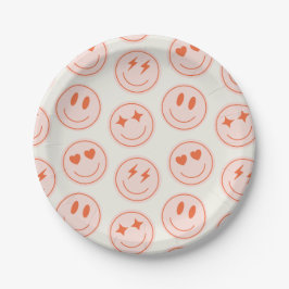 Plato De Papel Patrón de sonrisa retro