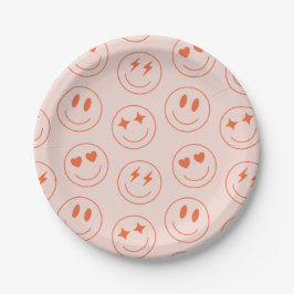 Plato De Papel Patrón de sonrisa retro