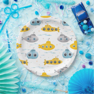 Plato De Papel Patrón de submarinos amarillos Niños Cumpleaños