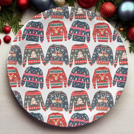 Plato De Papel Patrón de sudores de Navidades feos