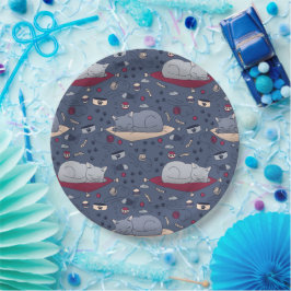 Plato De Papel Patrón de sueños de gatos sensacionalistas y acoge