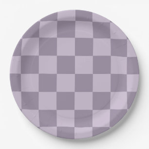 Plato De Papel Patrón de tablero de ajedrez de lavanda suave mini