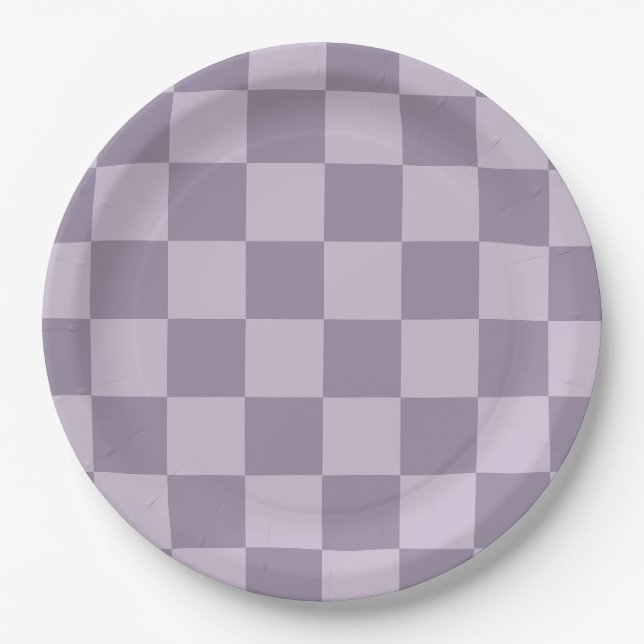 Plato De Papel Patrón de tablero de ajedrez de lavanda suave mini (Anverso)