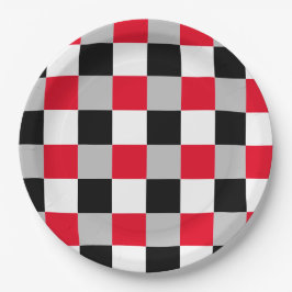 Plato De Papel Patrón de tablero de ajedrez editable