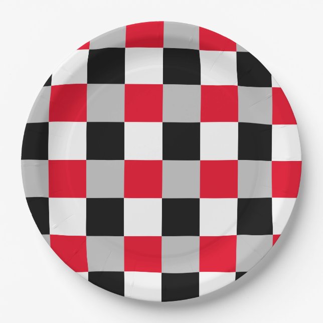 Plato De Papel Patrón de tablero de ajedrez editable (Anverso)