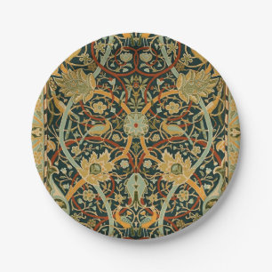 Plato De Papel Patrón de tapiz del bosque de William Morris: Vint