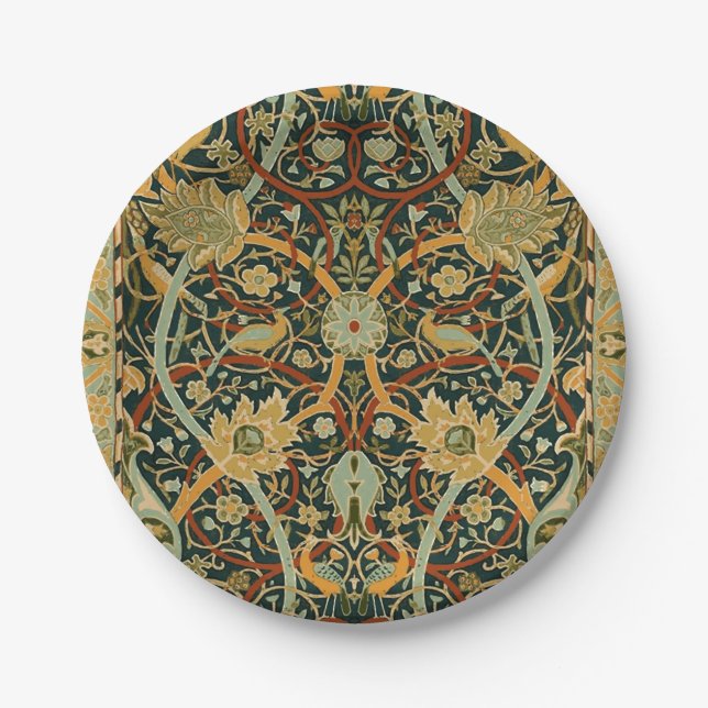 Plato De Papel Patrón de tapiz del bosque de William Morris: Vint (Anverso)