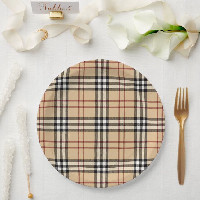 Plato De Papel Patrón de tartán escocés (Boda)