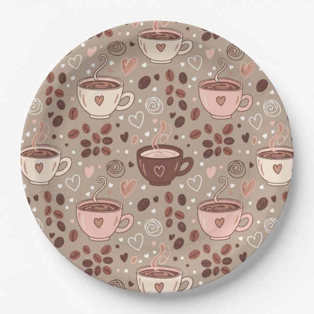 Plato De Papel Patrón de taza de café acogedor (8) (Anverso)